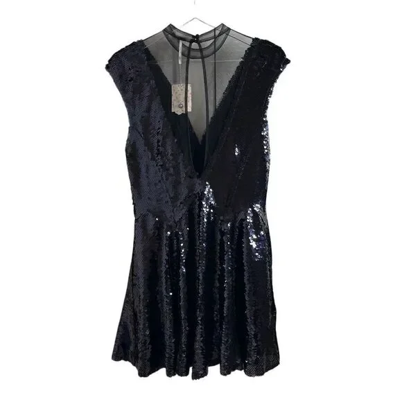 Free People Black Sequin Mini Dress - Picture 7 of 16